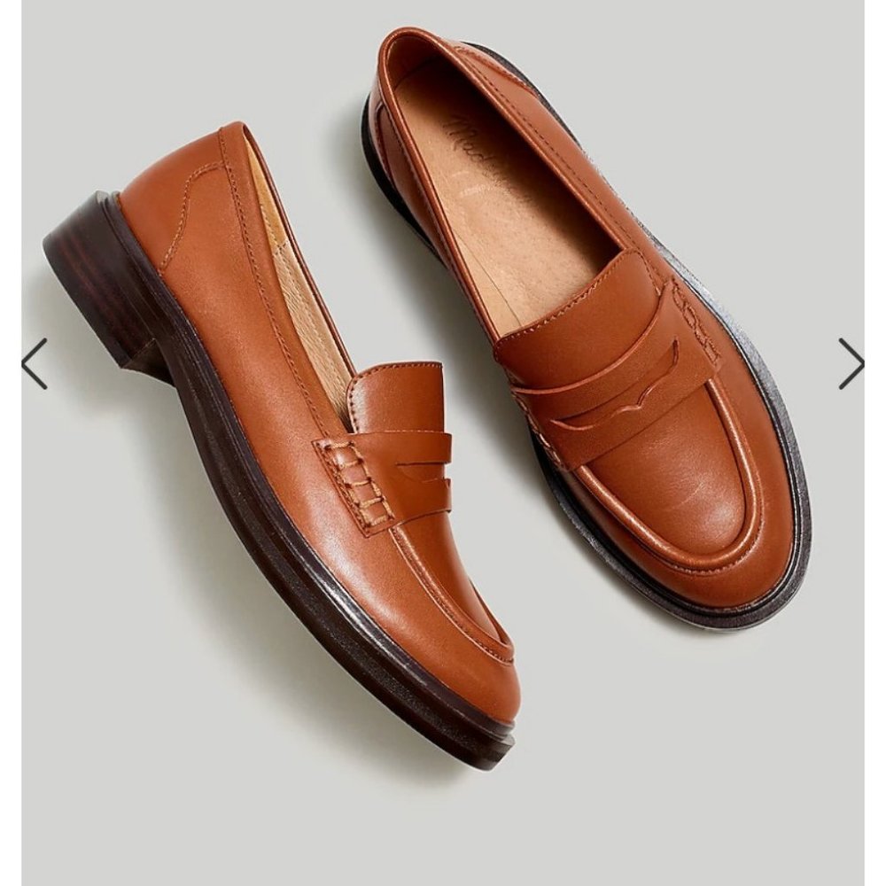 Madewell Tan Leather Penny Loafers